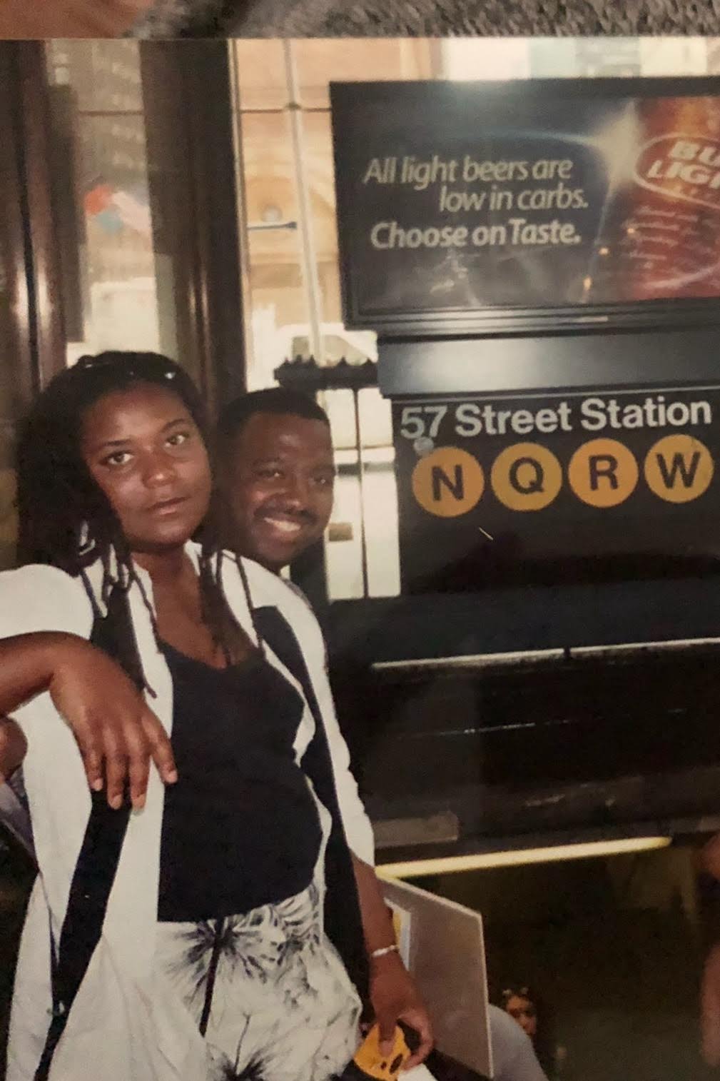 James and Sonya standing in front of the 57th Street Station in New York.